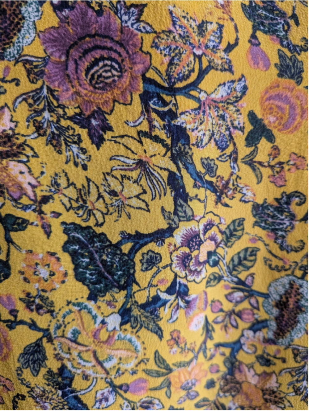 Madewell x Karen Walker 100% Silk Floral Boho Blouse Top Mustard Yellow XL - Picture 6 of 10